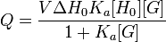 Q = \frac { V\Delta H_0 K_a[H_0][G]}{1+K_a[G]}