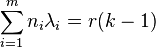  \sum_{i=1}^m n_i \lambda_i = r(k-1) 