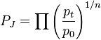 P_J = \prod\left(\frac{p_{t}}{p_{0}}\right)^{1/n}