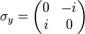 
\sigma_y = \begin{pmatrix}
0&-i\\
i&0
\end{pmatrix}
