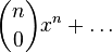 \binom{n}{0} x^n + \ldots