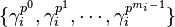 \{\gamma_i^{p^0}, \gamma_i^{p^1}, \cdots, \gamma_i^{p^{m_i-1}}\} 