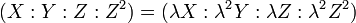  (X:Y:Z:Z^2)=(\lambda X: \lambda^2Y: \lambda Z: \lambda^2Z^2) 