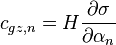 
c_{gz,n}=H \frac{\partial \sigma}{\partial \alpha_n}
