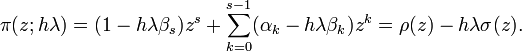  \pi(z; h\lambda) = (1 - h\lambda\beta_s) z^s + \sum_{k=0}^{s-1} (\alpha_k - h\lambda\beta_k) z^k = \rho(z) - h\lambda\sigma(z). 