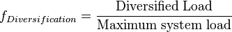  f_{Diversification} = \frac{\text{Diversified Load}}{\text{Maximum system load}}