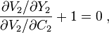   \frac{\partial V_{2} / \partial Y_{2} }{\partial V_{2} / \partial C_{2}  } + 1 = 0 \; ,  