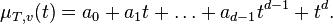  \mu_{T,v} (t) = a_0  + a_1 t + \ldots + a_{d-1} t^{d-1} + t^d. 