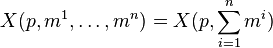 X(p,m^1,\dots,m^n) = X(p, \sum_{i=1}^n {m^i})