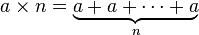 a \times n = \underbrace{a + a + \cdots + a}_n