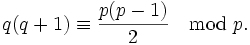 q(q+1) \equiv \frac{p(p-1)}{2} \mod p.