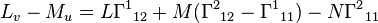 L_v-M_u=L\Gamma^1{}_{12} + M(\Gamma^2{}_{12}-\Gamma^1{}_{11}) - N\Gamma^2{}_{11}