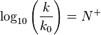 \log_{10}\left(\frac{k}{k_0}\right) = N^+