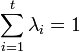 \sum_{i=1}^t \lambda_i = 1