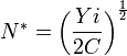 N^{*}= \left ( \frac {Yi} {2C} \right ) ^{\frac {1} {2}}