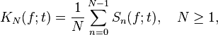 K_N(f;t)=\frac{1}{N}\sum_{n=0}^{N-1} S_n(f;t), \quad N \ge 1,