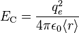  E_\mathrm{C} = \frac{q_e^2}{4\pi\epsilon_0\langle r \rangle}