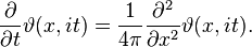 \frac{\partial}{\partial t} \vartheta(x,it)=\frac{1}{4\pi} \frac{\partial^2}{\partial x^2} \vartheta(x,it).