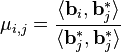 \mu_{i,j}=\frac{\langle\mathbf{b}_i,\mathbf{b}^*_j\rangle}{\langle\mathbf{b}^*_j,\mathbf{b}^*_j\rangle}