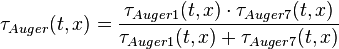 \tau _{Auger}(t,x) = \frac{\tau _{Auger1}(t,x)\cdot \tau _{Auger7}(t,x)}{\tau _{Auger1}(t,x)+ \tau _{Auger7}(t,x)}