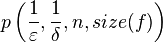 p\left(\frac{1}{\varepsilon},\frac{1}{\delta},n,size(f)\right)