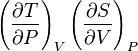 \left(\frac{\partial T}{\partial P}\right)_V \left(\frac{\partial S}{\partial V}\right)_P