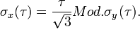 \sigma_x(\tau) = \frac{\tau}{\sqrt{3}}Mod.\sigma_y(\tau).