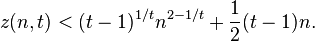 z(n,t) < (t-1)^{1/t} n^{2-1/t} + \frac{1}{2}(t-1)n.