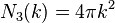  N_3(k) = 4 \pi k^2 