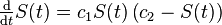  \tfrac{\mathrm{d}}{\mathrm{d}t} S(t) = c_1 S(t) \left( c_2 - S(t) \right)