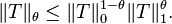  \|T\|_\theta \le \|T\|_0^{1 - \theta} \|T\|_1^\theta. 