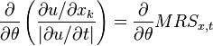 \frac{\partial}{\partial \theta} \left( \frac{\partial u / \partial x_k}{\left|\partial u / \partial t\right|} \right) = \frac{\partial}{\partial \theta} MRS_{x,t}