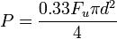 P = \frac{0.33 F_u \pi d^2}{4}