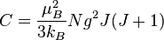 C = \frac{\mu_B^2}{3 k_B}N g^2 J(J+1)