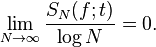 \lim_{N\to\infty} \frac{S_N(f;t)}{\log N}=0.