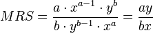 MRS = \frac{a\cdot x^{a-1}\cdot y^b}{b\cdot y^{b-1}\cdot x^a}=\frac{ay}{bx}