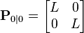 \mathbf{P}_{0\mid 0} = \begin{bmatrix} L & 0 \\ 0 & L \end{bmatrix} 