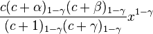 \frac{c(c + \alpha)_{1 - \gamma}(c + \beta)_{1 - \gamma}}{(c + 1)_{1 - \gamma}(c + \gamma)_{1 - \gamma}} x^{1 - \gamma} 