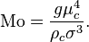 \mathrm{Mo} = \frac{g\mu_c^4}{\rho_c \sigma^3}.