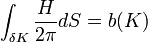 \int_{\delta K} \frac{H}{2\pi} dS = b(K)