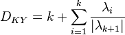  D_{KY}= k + \sum_{i=1}^k \frac{\lambda_i}{|\lambda_{k+1}|} 