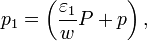 p_{1} =\left( \frac{\varepsilon _{1}}{w}P+p\right), 