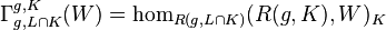 \Gamma^{g,K}_{g,L\cap K}(W) = \hom_{R(g,L\cap K)}(R(g,K),W)_K