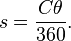 s=\frac{C \theta}{360}.