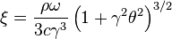 \xi =\frac{\rho \omega}{3c\gamma^3}\left ( 1+\gamma^2 \theta^2 \right )^{3/2}