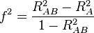 f^2 = {R^2_{AB} - R^2_A \over 1 - R^2_{AB}}