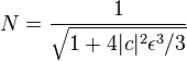 N=\frac{1}{\sqrt{1+4|c|^2\epsilon^3/3}}