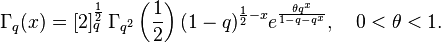   \Gamma_q(x) =[2]_{q^{\ }}^{\frac 12} \Gamma_{q^2}\left(\frac 12\right)(1-q)^{\frac 12-x}e^{\frac{\theta q^x}{1-q-q^x}}, \quad 0<\theta<1.