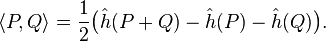  \langle P,Q\rangle = \frac{1}{2} \bigl( \hat h(P+Q) - \hat h(P) - \hat h(Q) \bigr) .