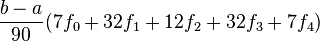  \frac{b-a}{90} (7 f_0 + 32 f_1 + 12 f_2 + 32 f_3 + 7 f_4) 